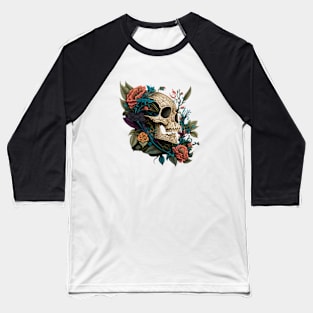 Skulls and flowers Baseball T-Shirt